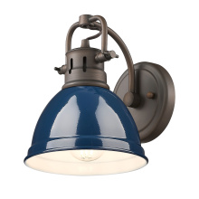 Golden 3602-BA1 RBZ-NVY - Yep by Golden Lighting Duncan 1-light Vanity in Rubbed Bronze and Navy Blue shade